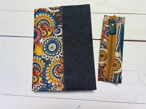 2026-os határidőnapló szett farmer és mintás textil borítóval