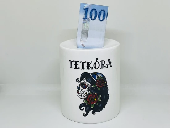   Kerámia persely Tetkóra mintával és szilikon dugóval