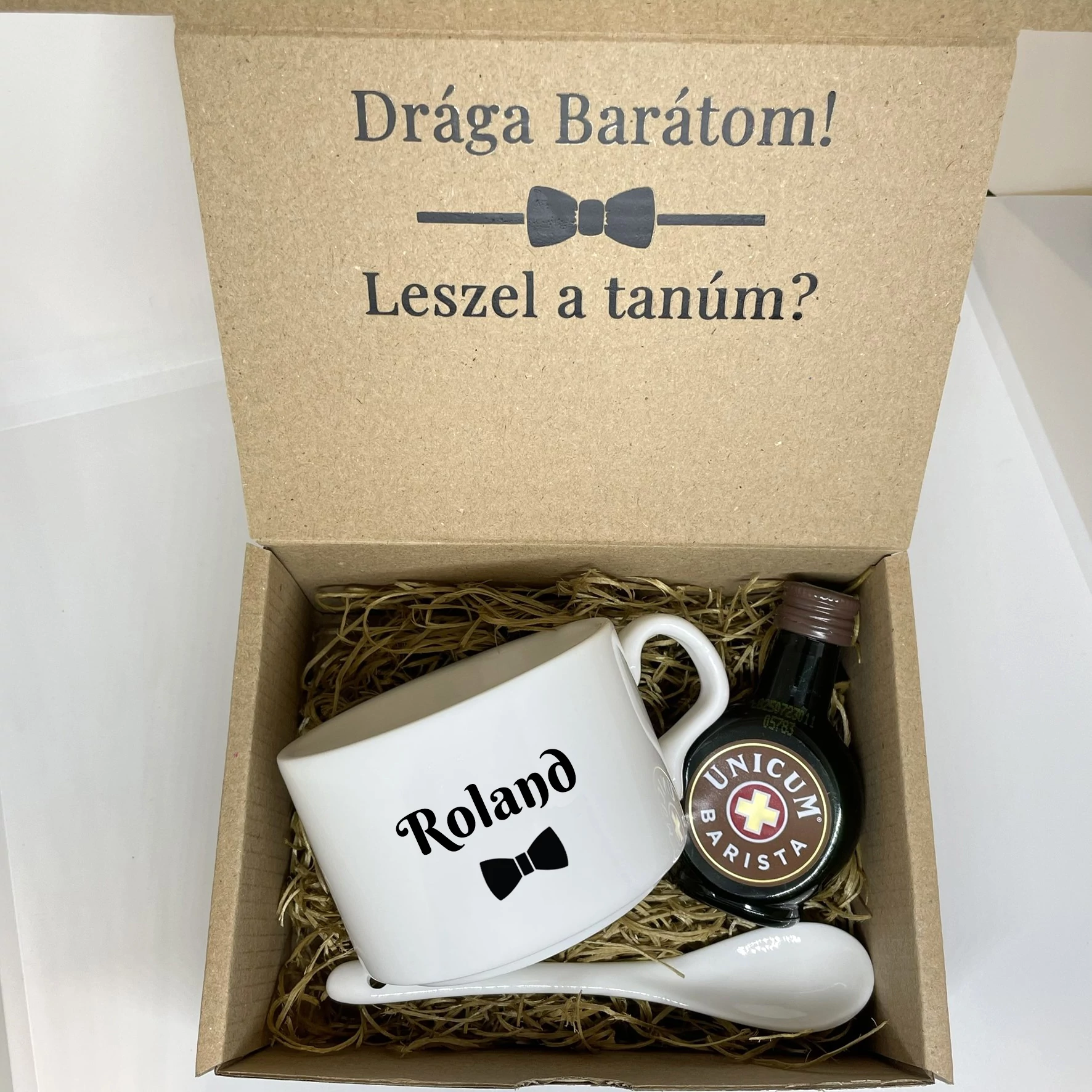 Tanúfelkérő ajándék - férfiaknak - kávés - nyomtatott dobozban